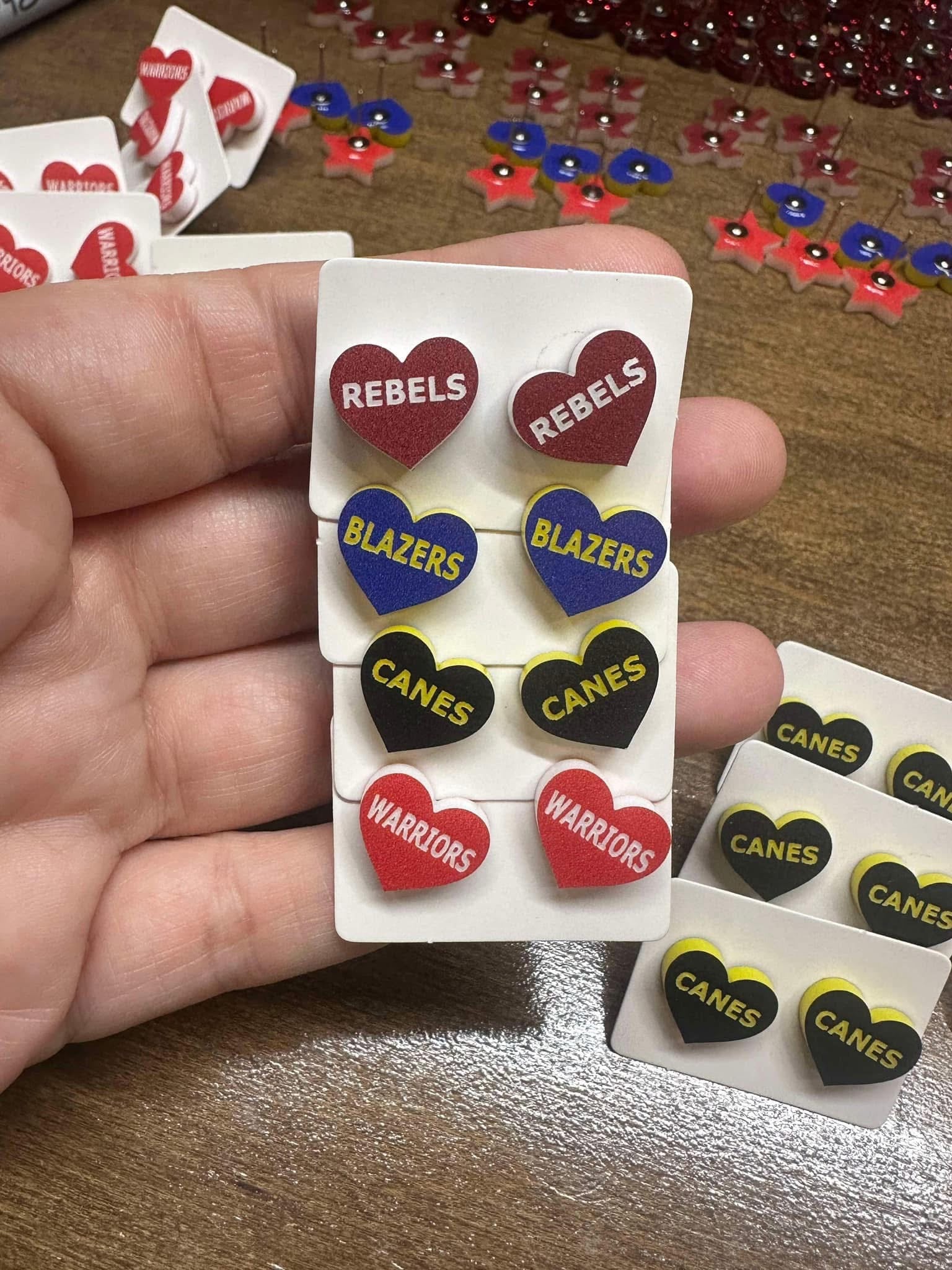 Hurricane “Canes” Heart Stud earrings