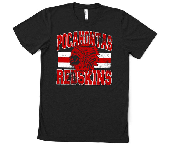 Pocahontas Redskins Vintage School Design