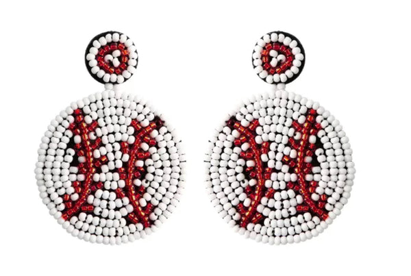 Beaded Baseball Earrings