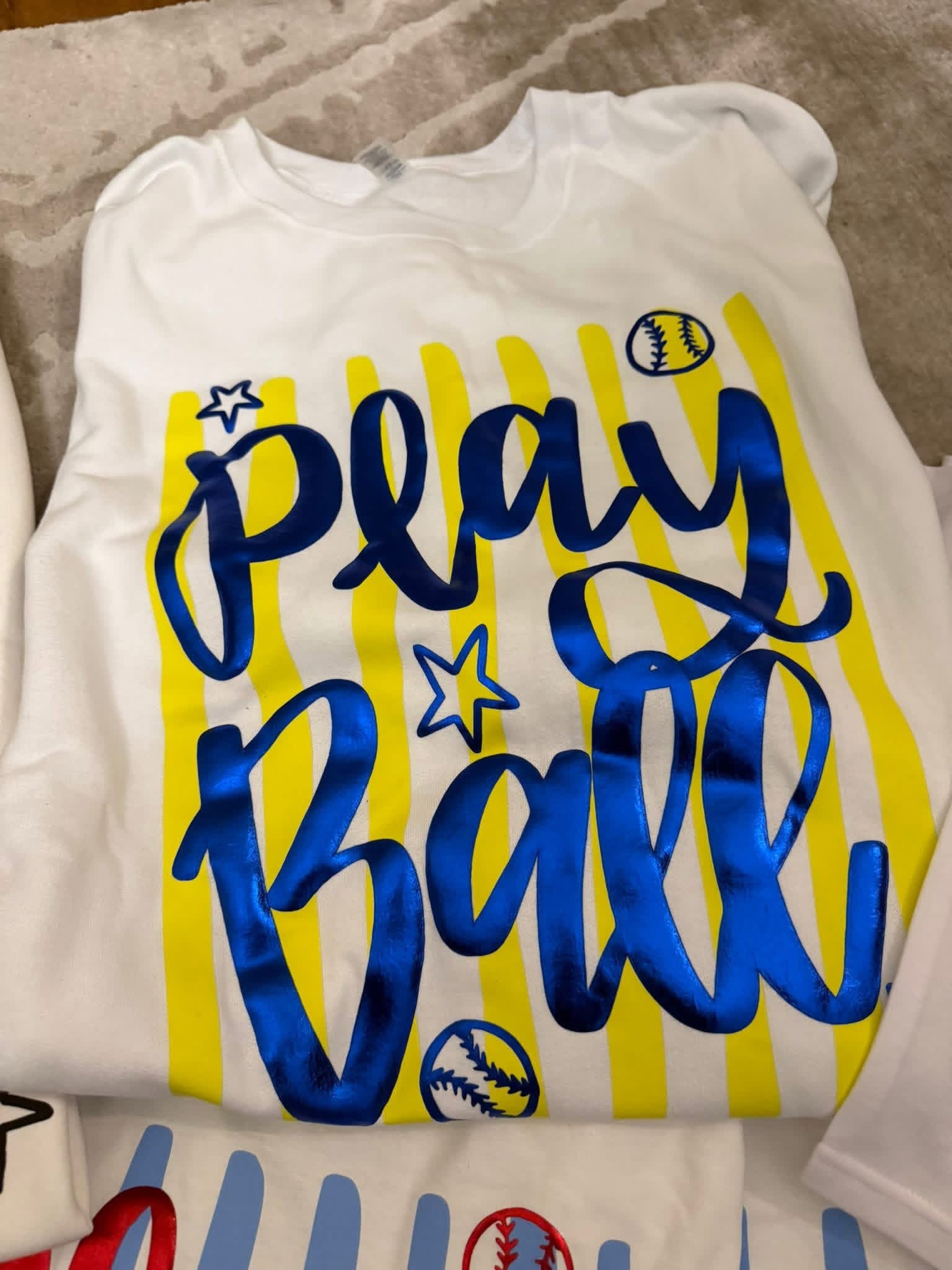 Play Ball Puff Print Sweatshirt