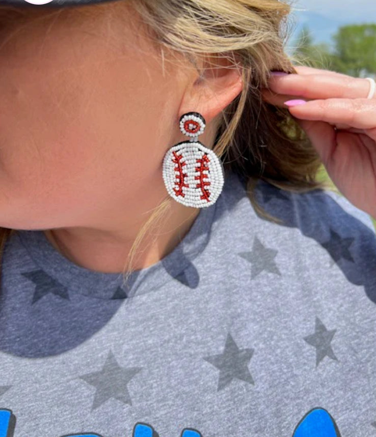 Beaded Baseball Earrings