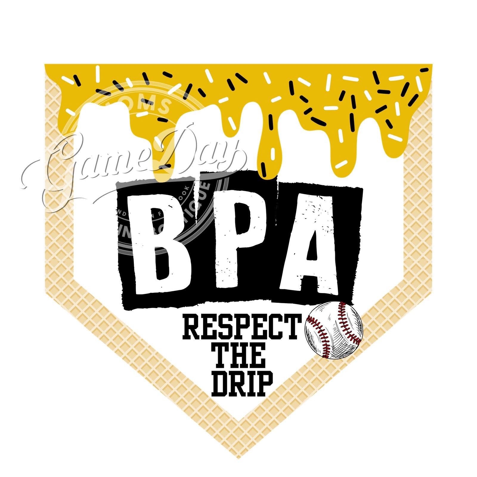 BPA Ice Cream Block Word Baseball Drip