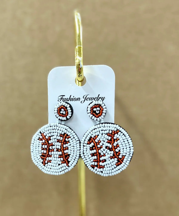 Beaded Baseball Earrings