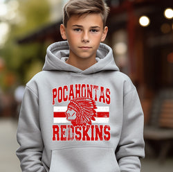 Pocahontas Redskins Vintage School Design