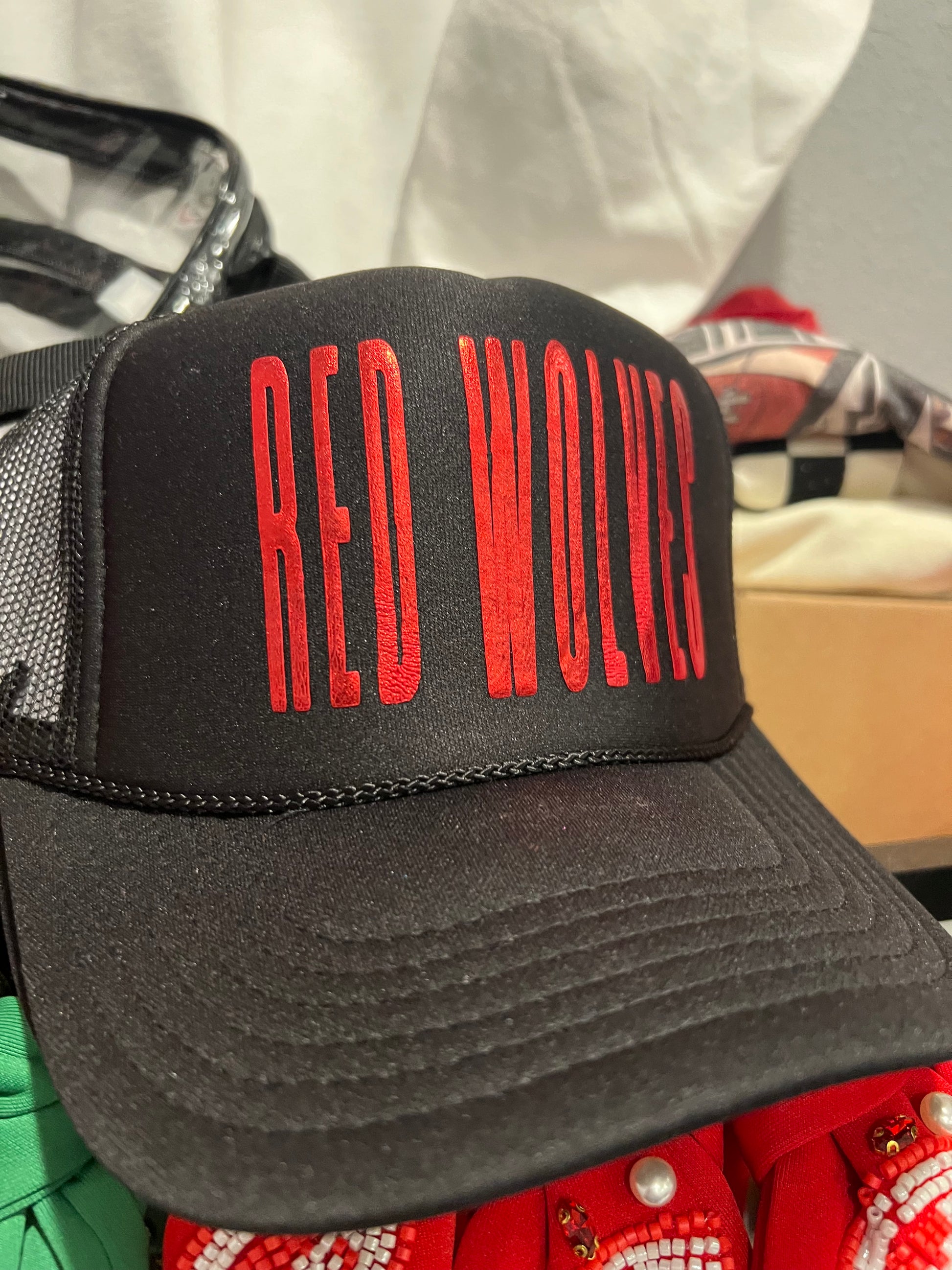RedWolves Metallic Puff Hat