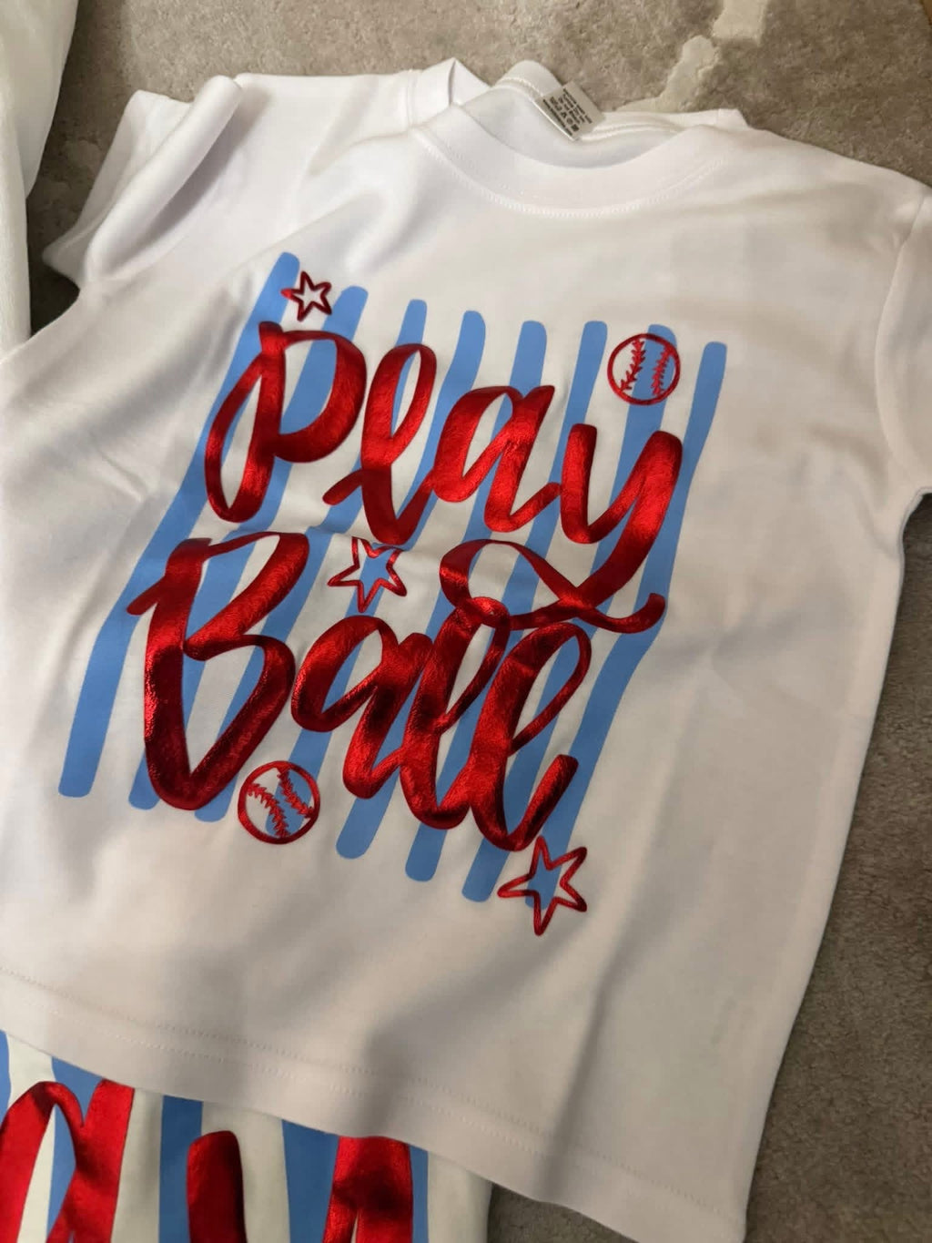 Play Ball Puff Print Sweatshirt
