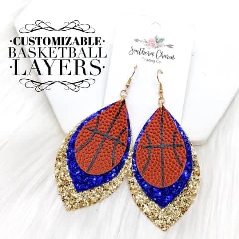 3 layer CUSTOM basketball earrings