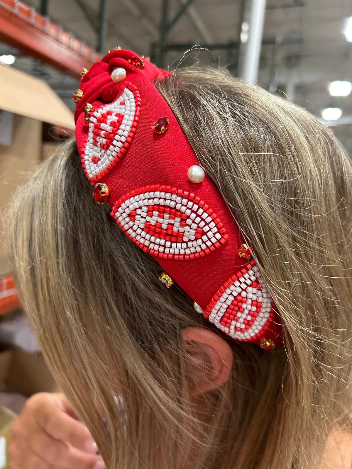 Football Beaded knot Headband