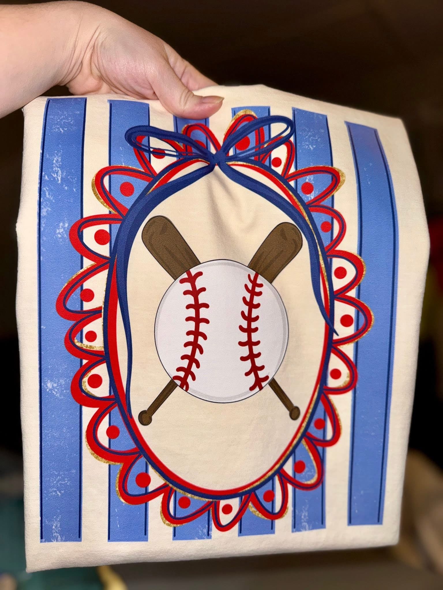 Oval Stripe baseball design Comfort colors tee